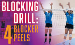 Volleyball blocking drill: 4 blocker peels